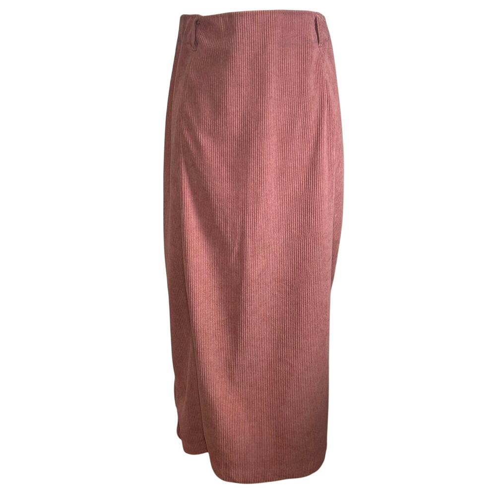 VTG 90s Mauve Thick Corduroy Midi Skirt M Grunge Minimalist Casual Cottage Boho
